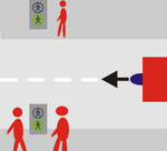 Fußgänger und Radfahrer